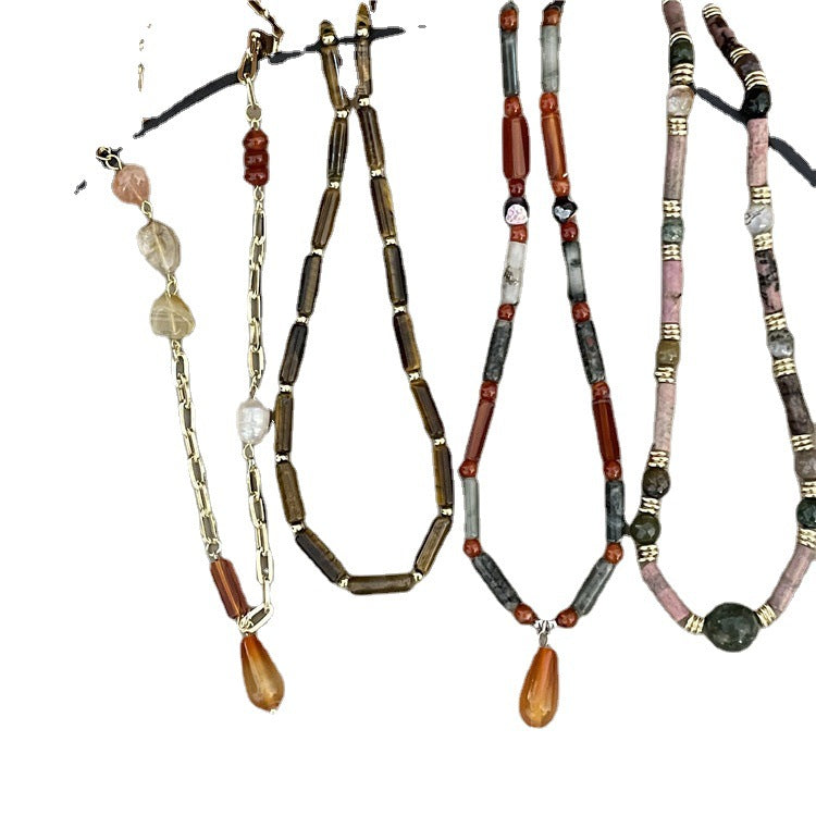 Collares De Cuentas De Ágata De Metal Étnico al por mayor